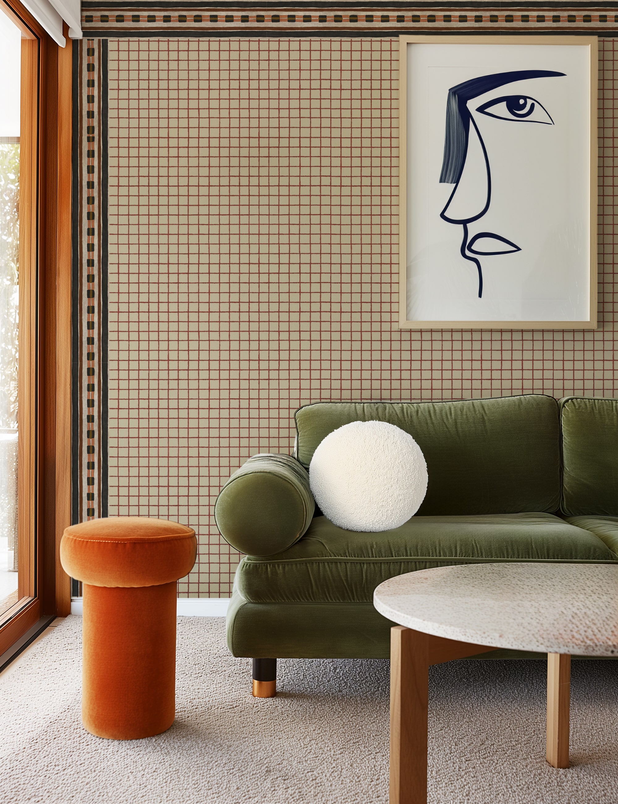 Showplace Drive_Grid Cream and Rust_Vertical and Horizontal Border Rendering