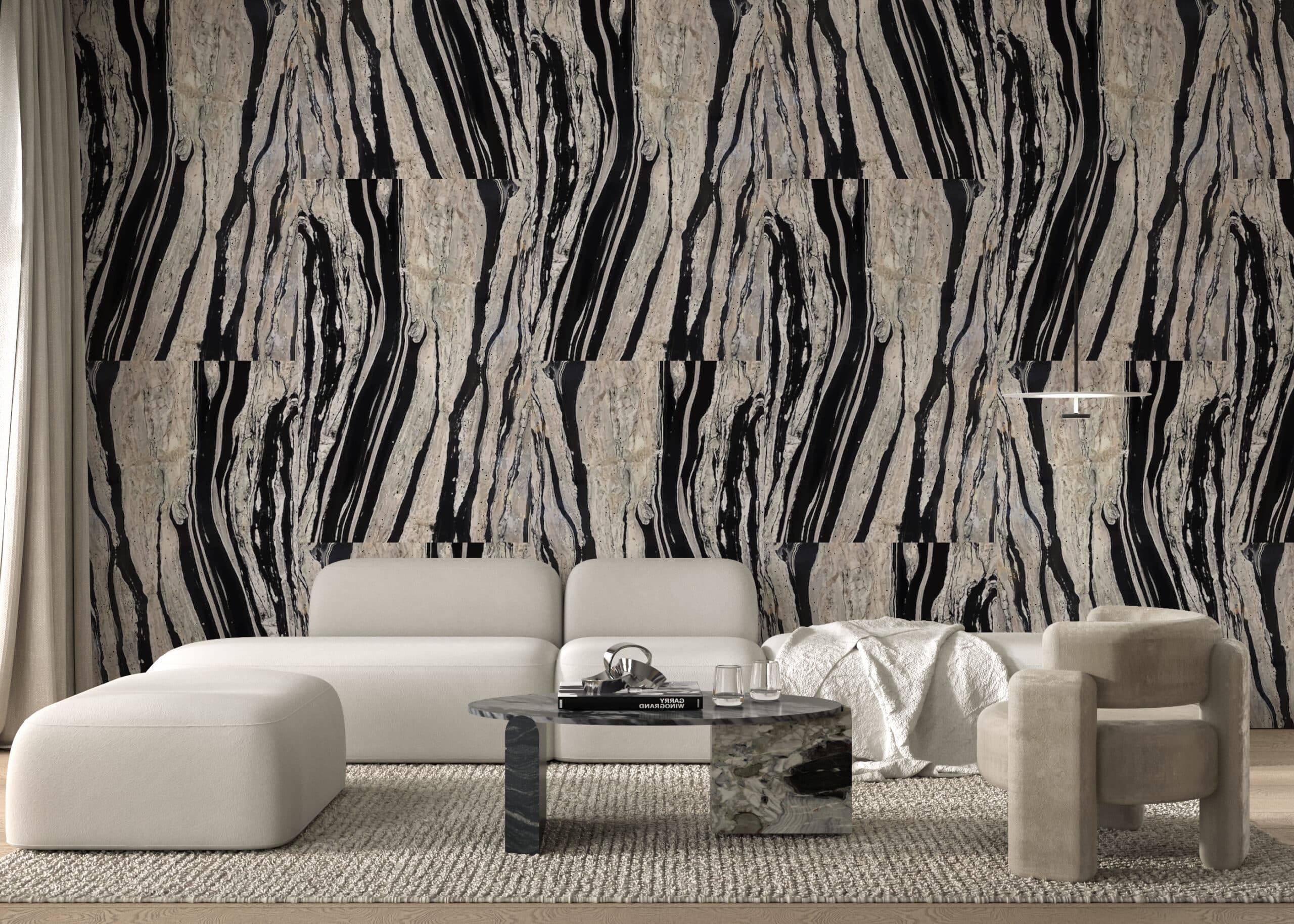 Genesis repeating tile charcoal and cream removable wallpaper by Showplace Drive by Kim White